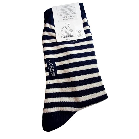 J.Crew Womens Trouser Socks Set Of 3 Pairs Red & Navy Striped Pattern One Size - Picture 3 of 5